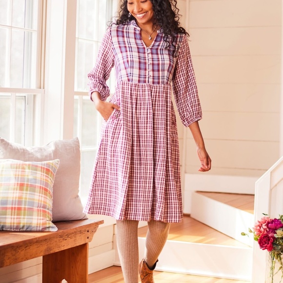 Vintage Y2K April Cornel Damask Print Pleat Front Dress Medium Maxi - Picture 12 of 14